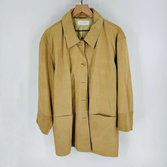 Elisabeth by Liz Claiborne Vintage Leather Long Coat Jacket 100% Leather Size 24 - Picture 1 of 8